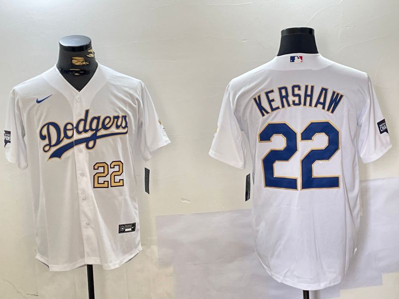 Men Los Angeles Dodgers #22 Kershaw White Game 2024 Nike MLB Jersey style 4->los angeles dodgers->MLB Jersey